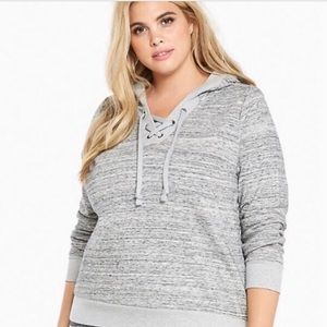TORRID CRISSCROSS HEATHER GRAY SWEATSHIRT HOODIE, size 4X